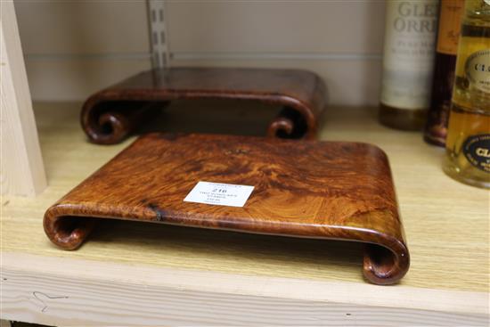 Two Chinese burr hardwood scholars stands
